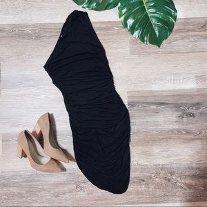 LBD | One Shoulder Sleeveless Ruched Bodycon Dress